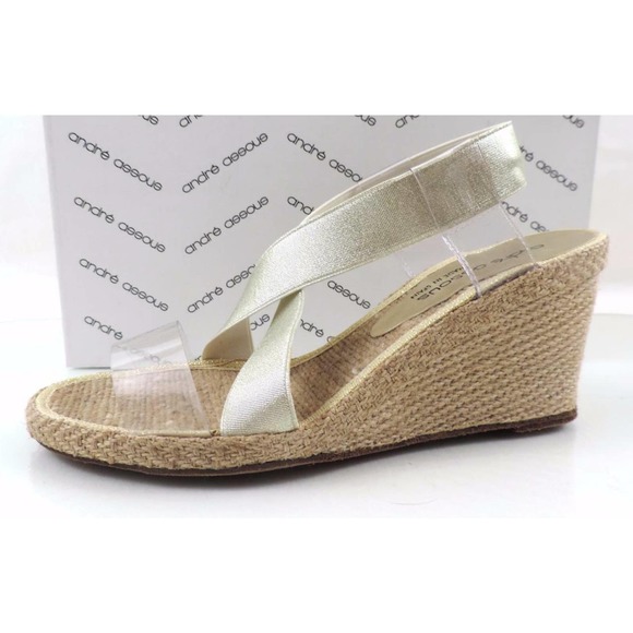 Andre Assous Desi Espadrille Wedge Sandal Platinum Gold - Picture 4 of 12